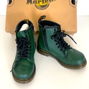 TODDLER 1460 SOFTY T LEATHER LACE UP BOOTS (green)
